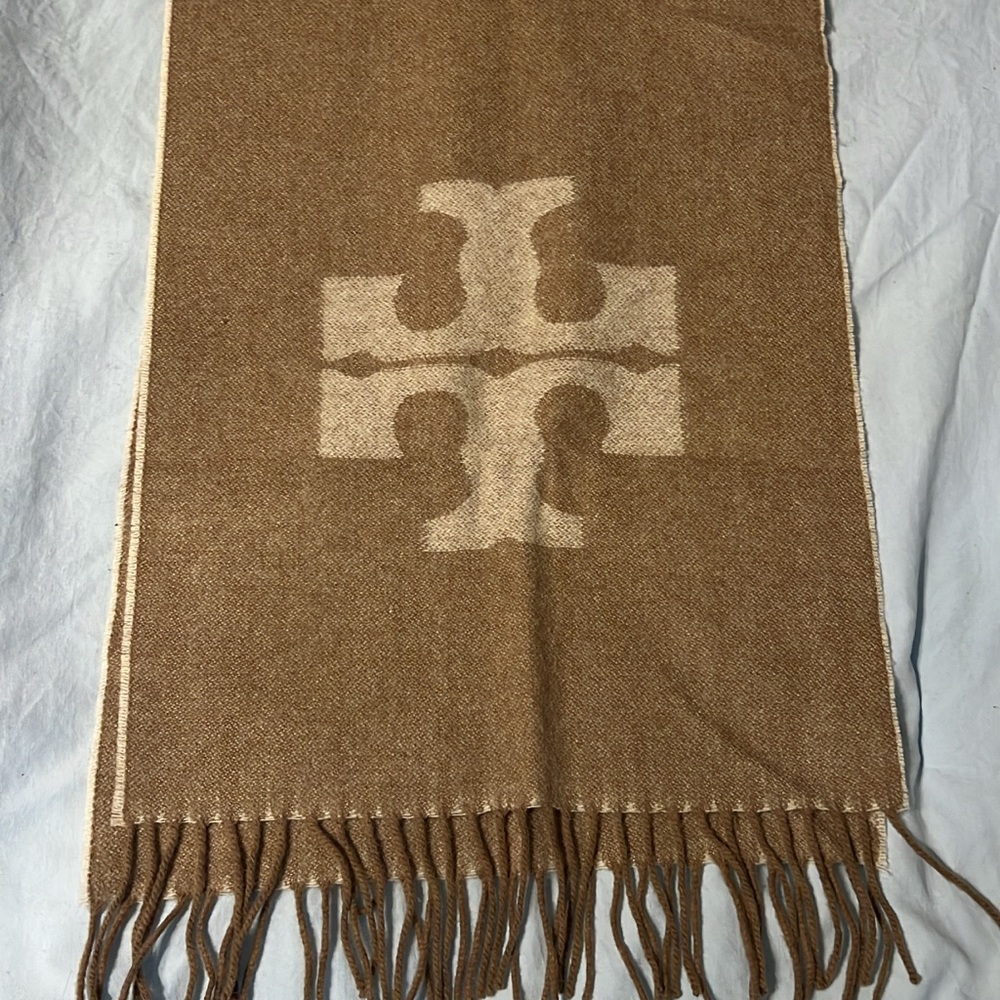 Tory Burch Tan and Cream Scarf